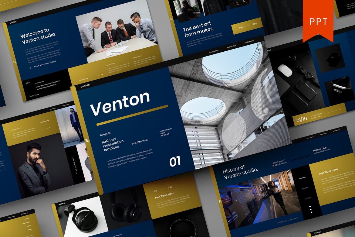 Venton – Template PowerPoint Bisnis yang Menarik dan Profesional