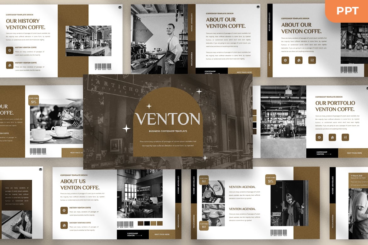Template Presentasi Powerpoint Venton yang Modern dan Elegan