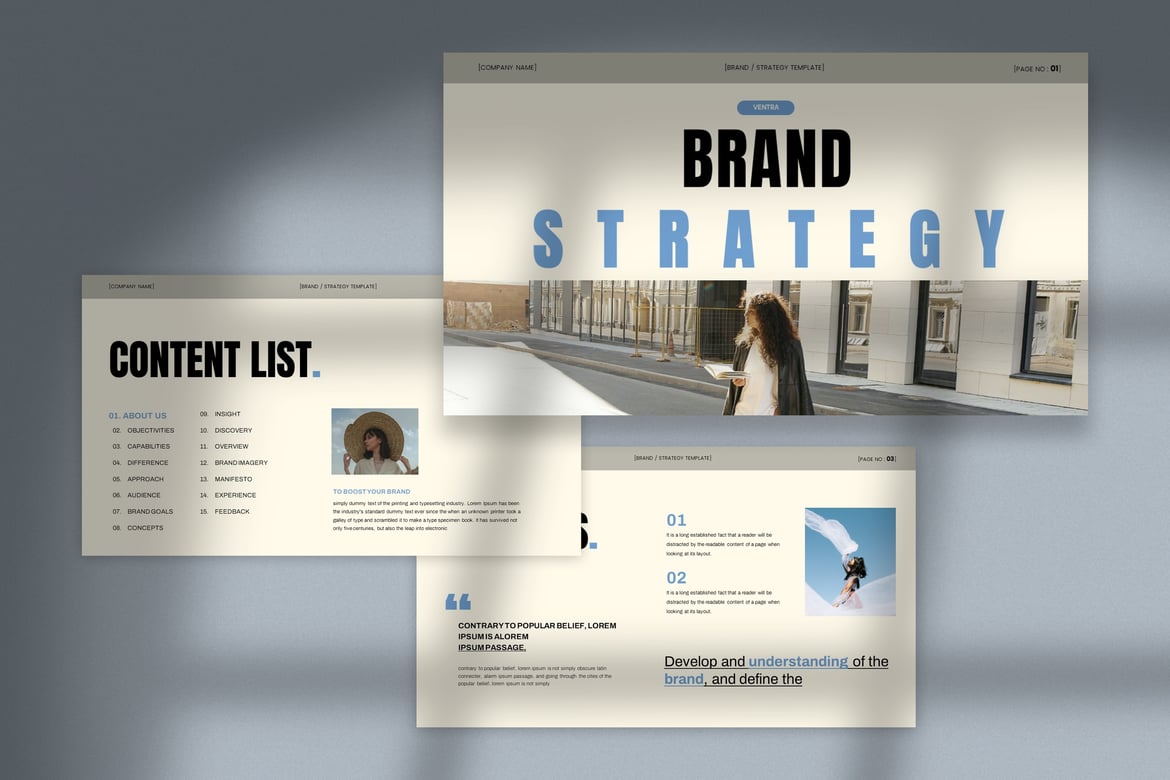 Ventra - Template PowerPoint Strategi Merek yang Minimalis dan Efektif