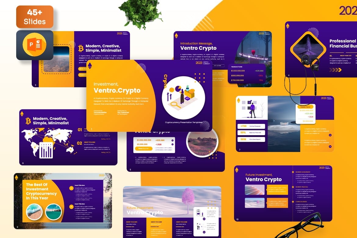 Ventro - Template Powerpoint Cryptocurrency yang Menarik