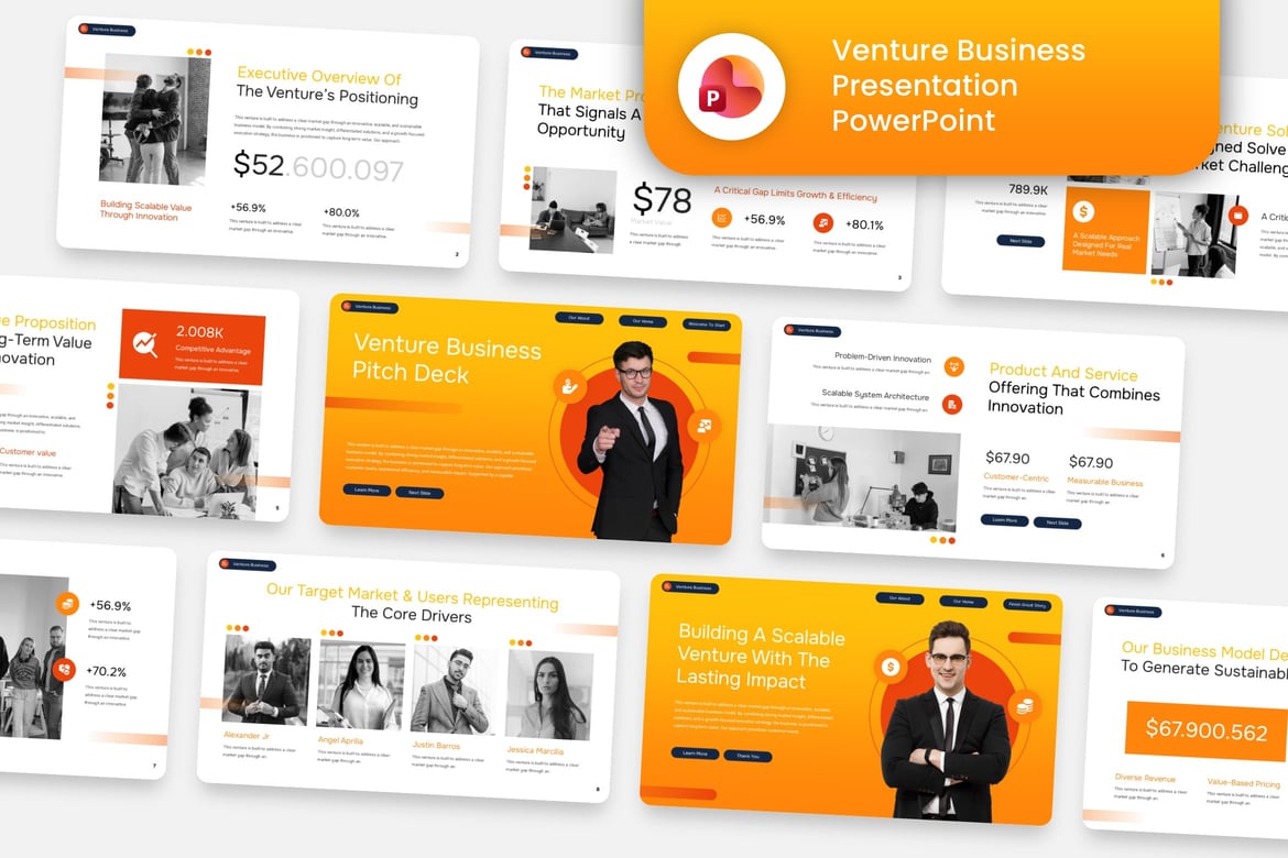Template Presentasi Powerpoint Bisnis Venture yang Kreatif dan Modern