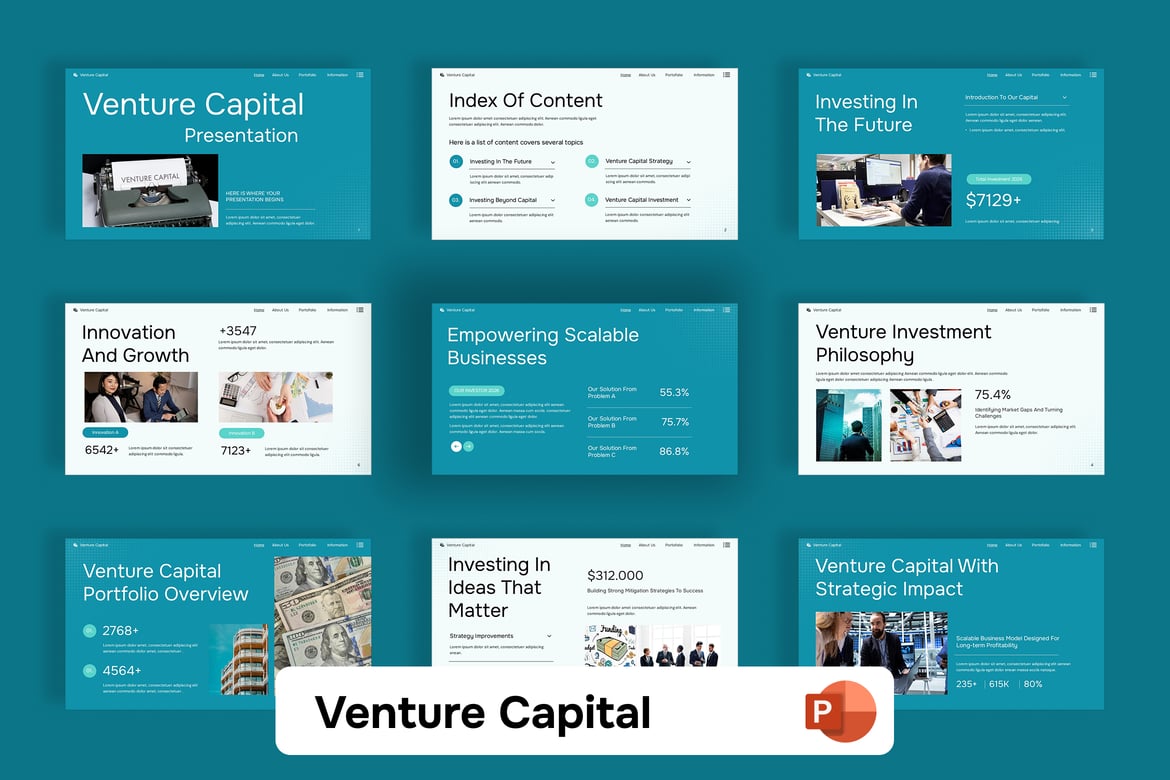 Template Presentasi PowerPoint Modal Ventura yang Menarik
