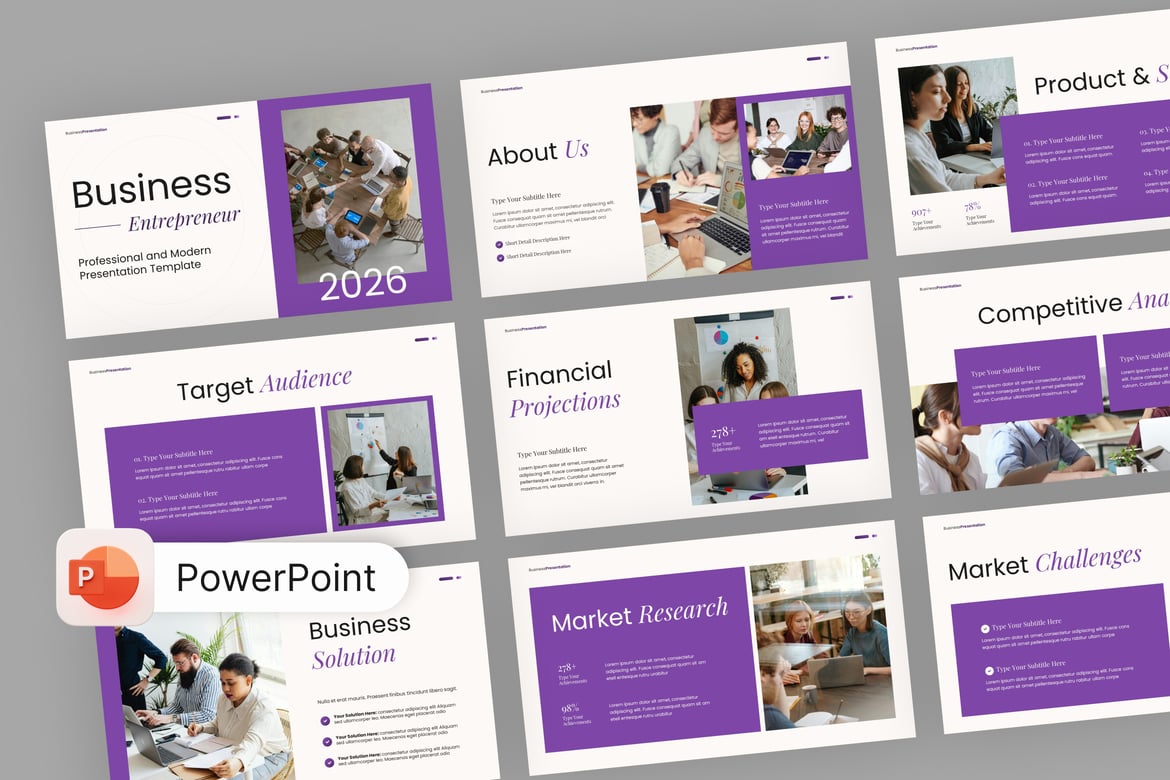 Template PowerPoint Venturex untuk Pengusaha yang Kreatif dan Profesional