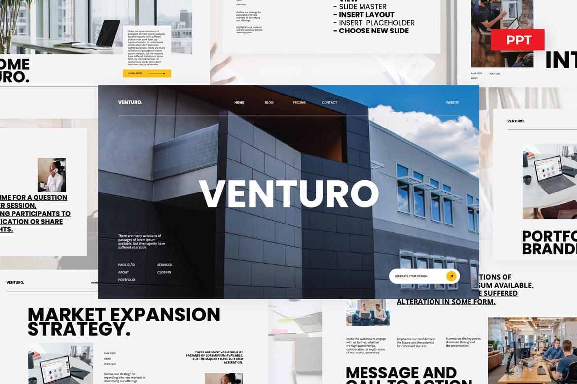 Venturo - Template Powerpoint Bisnis Minimalis yang Menarik