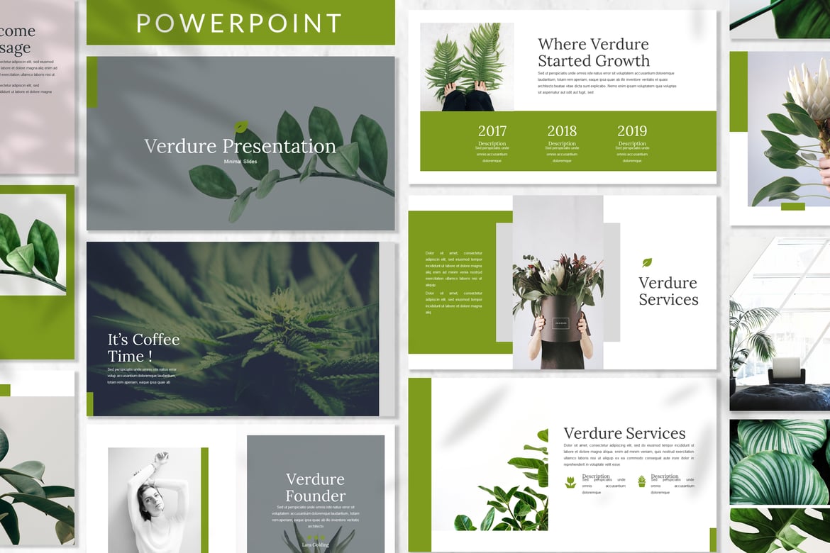 Template Powerpoint Bisnis Verdure yang Elegan dan Modern