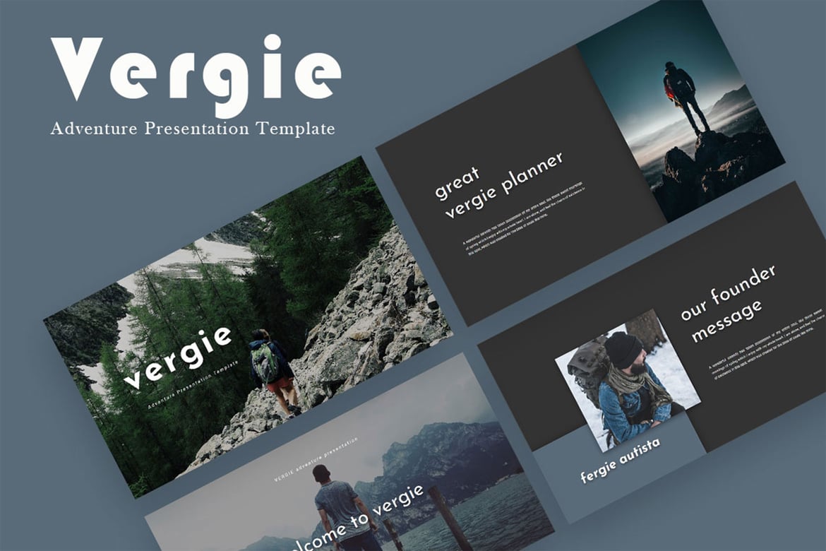 Template PowerPoint Petualangan Vergie - Desain Minimalis dan Stylish