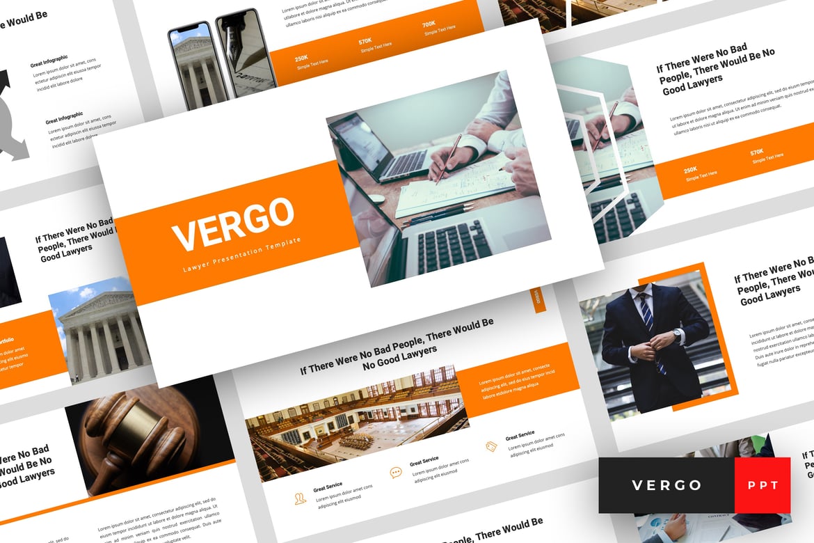 Template PowerPoint Vergo untuk Pengacara yang Elegan dan Profesional