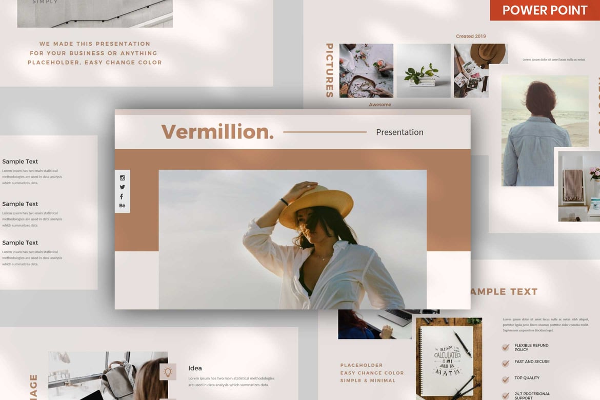 Template PowerPoint Minimalis Vermillion yang Serbaguna