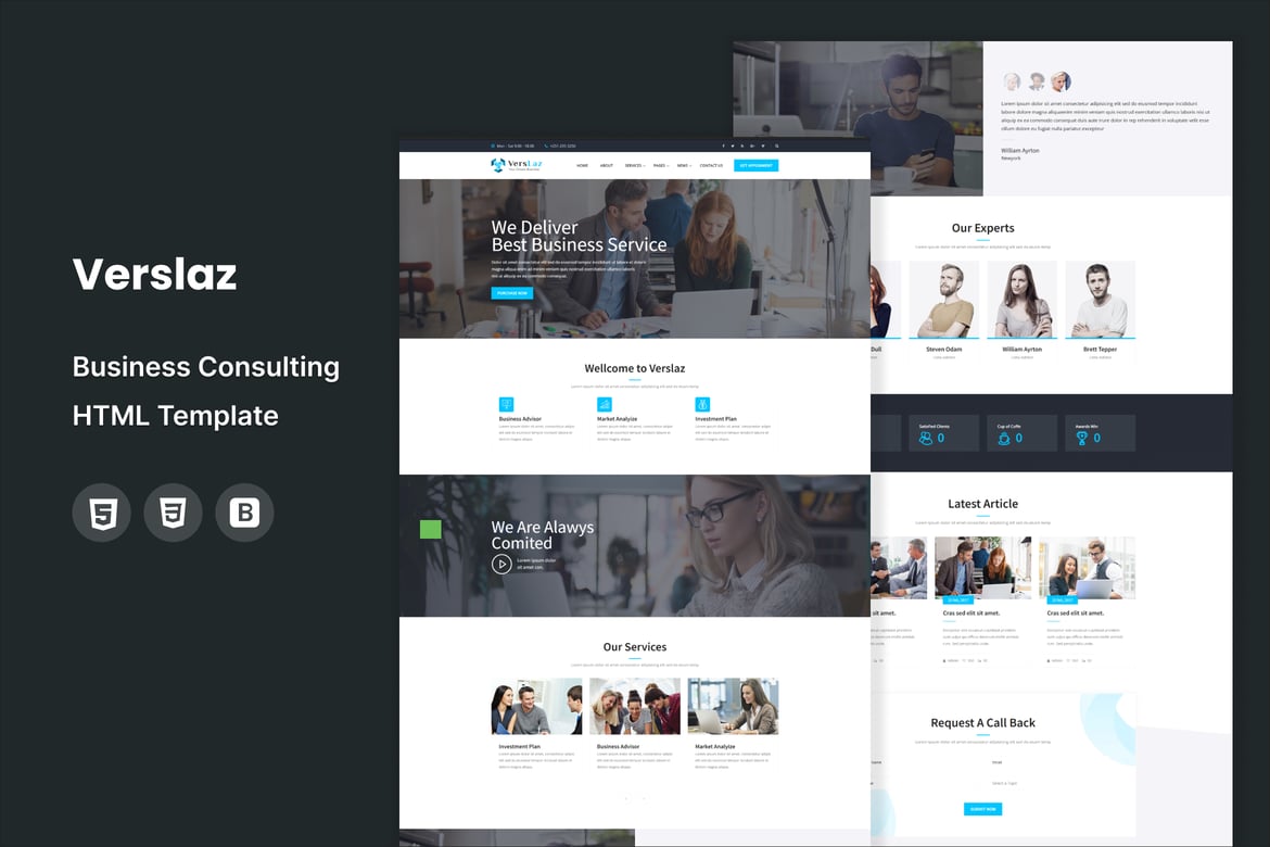 Verslaz - Template Website Konsultasi Bisnis yang Profesional