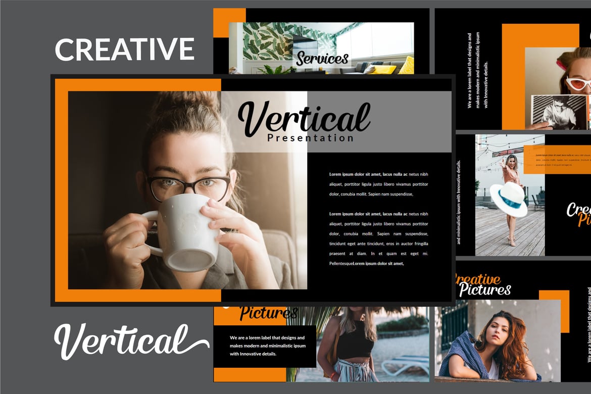 Template Presentasi PowerPoint Vertical Dark yang Kreatif dan Profesional