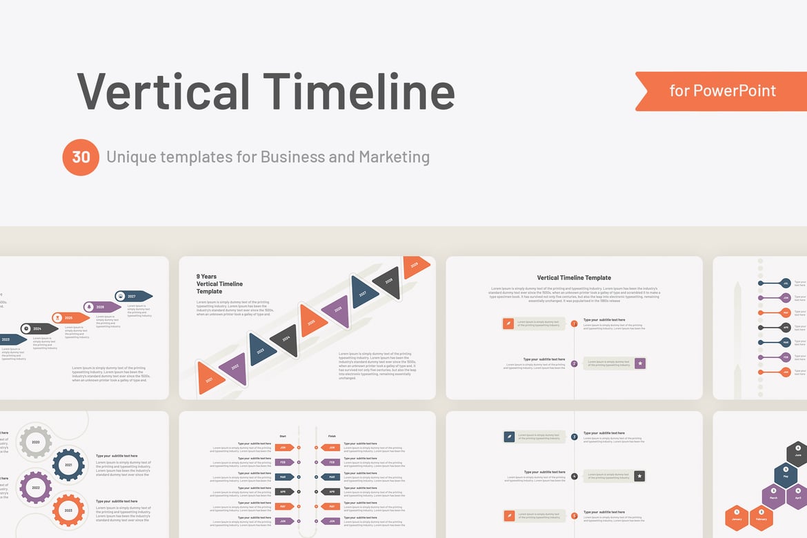 Template PowerPoint Timeline Vertikal yang Menarik