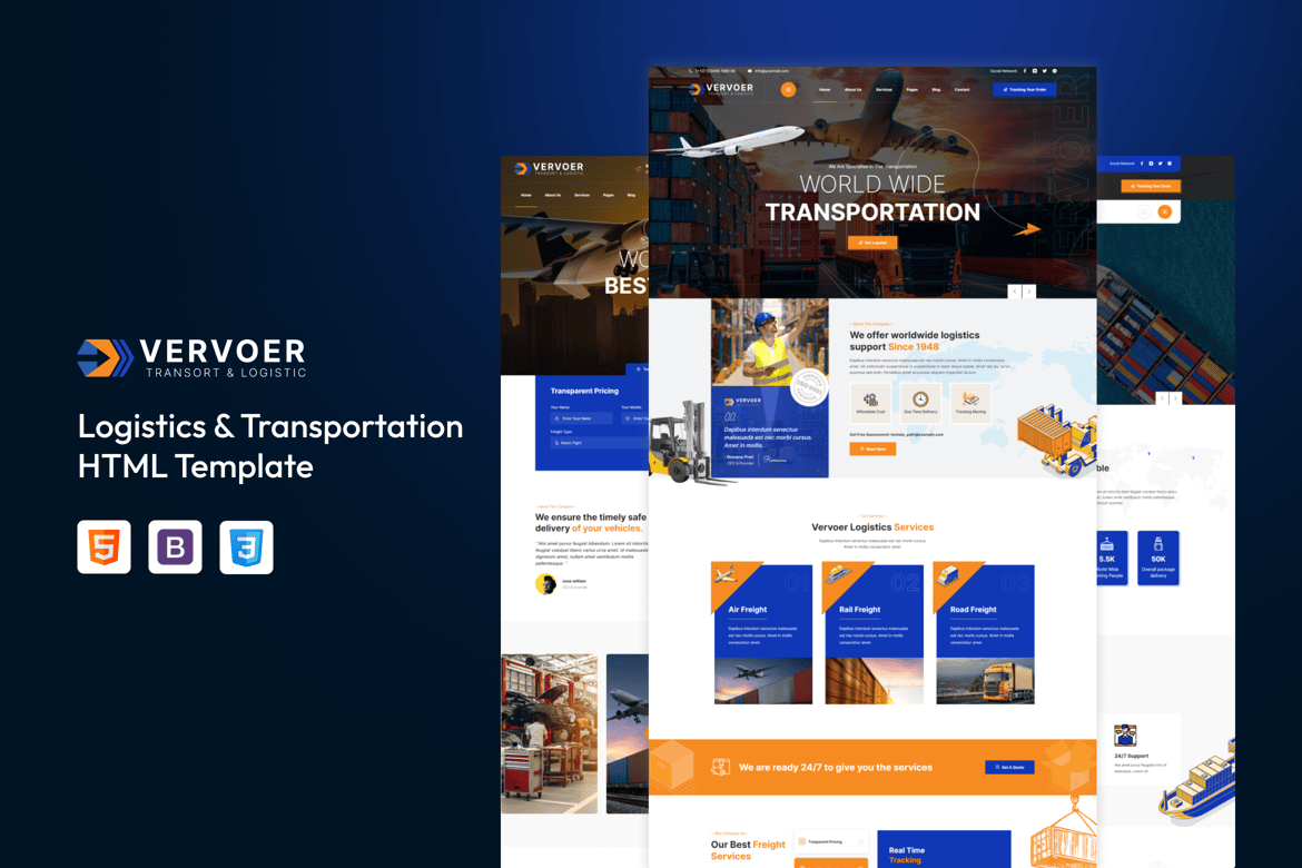 Template Website Vervoer - Solusi Terbaik untuk Logistik dan Transportasi