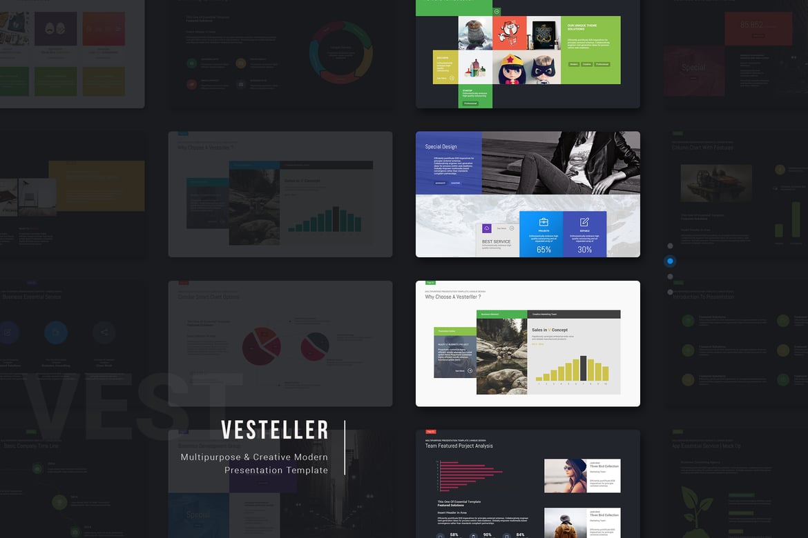Template Presentasi Kreatif VESTELLER untuk PowerPoint