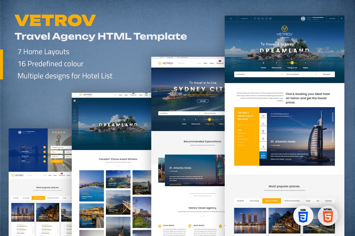 Vetrov – Template Website untuk Pemesanan Perjalanan dan Tur