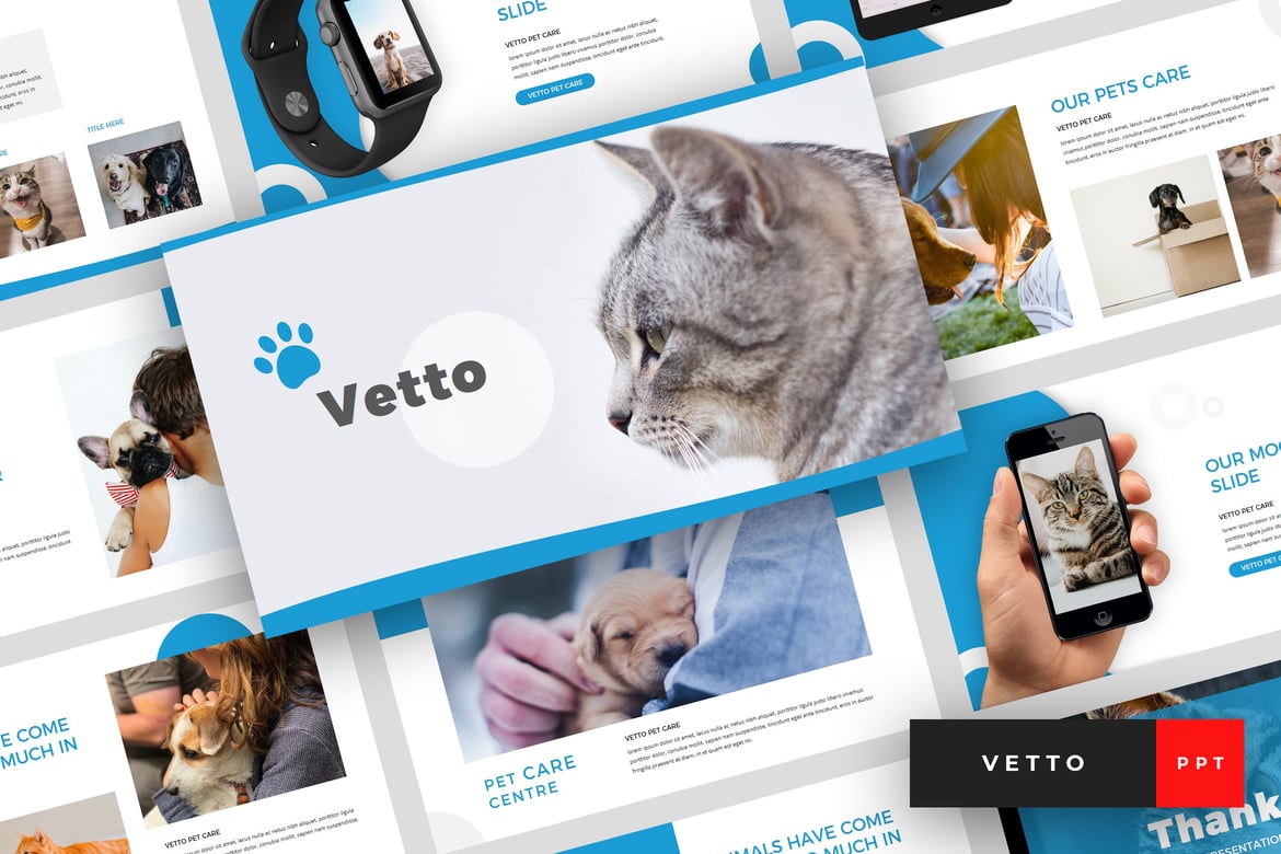 Vetto - Template PowerPoint Perawatan Hewan yang Menarik