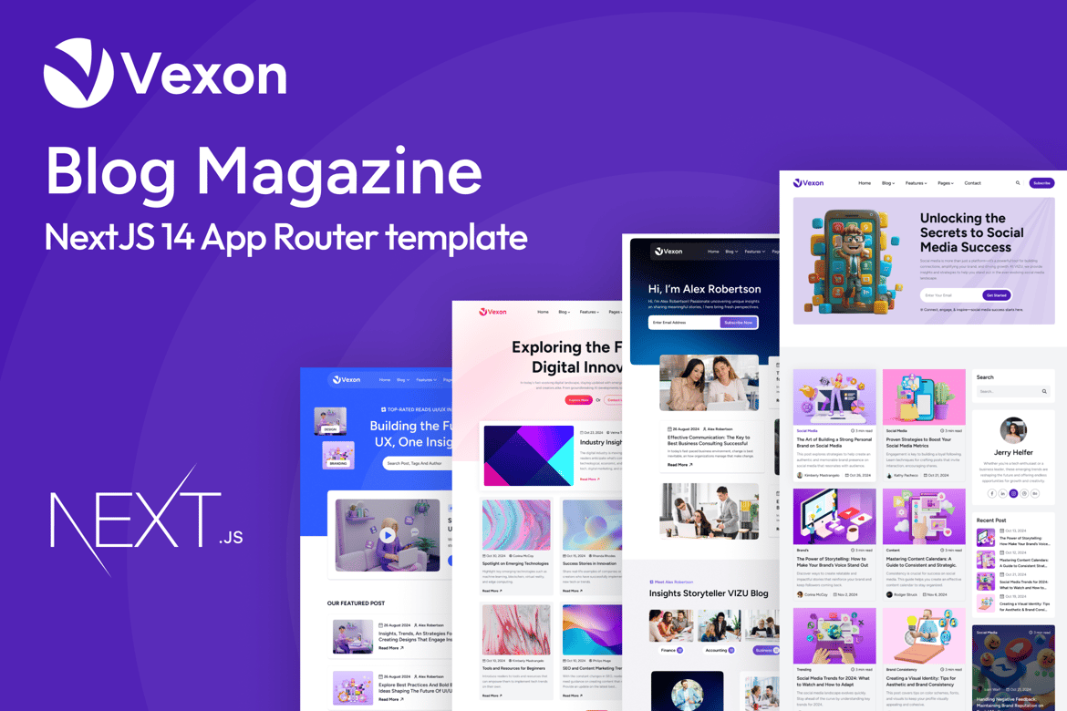 Vexon - Template Website Blog dan Majalah NextJS 14 yang Modern