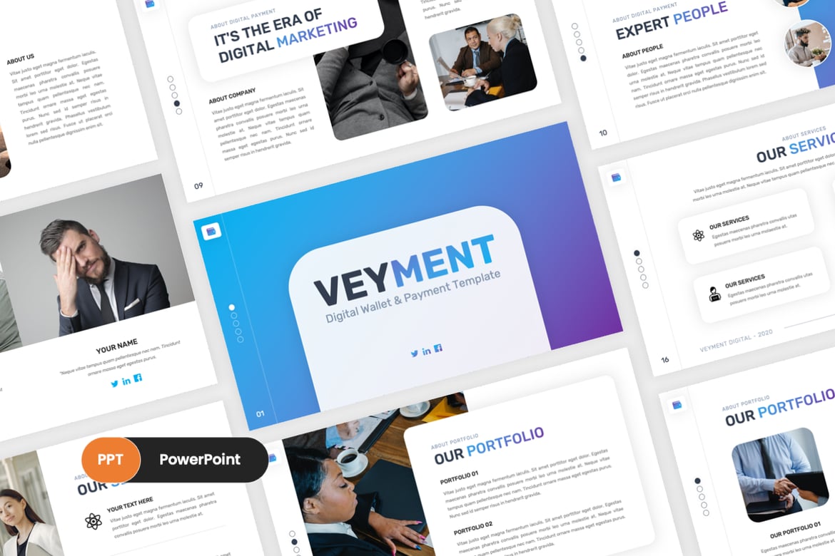 Veyment - Template PowerPoint Pembayaran Digital & E-Wallet yang Menarik