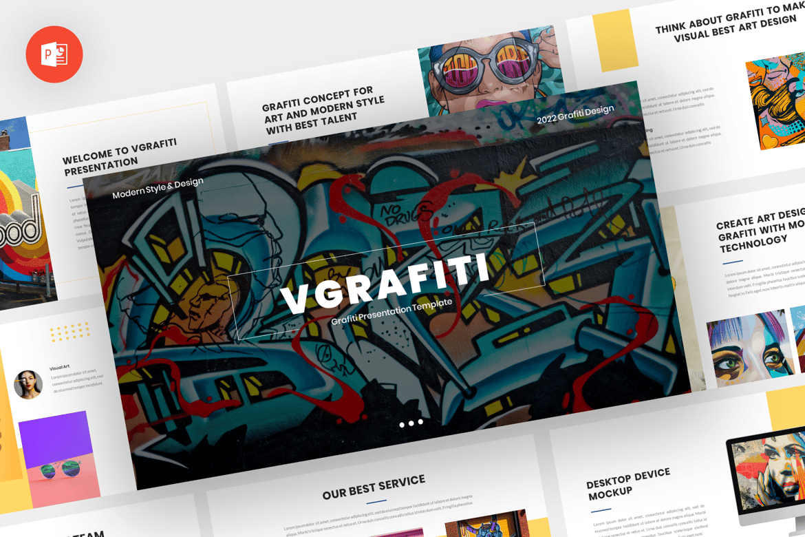 Template Presentasi Vgrafiti - Desain Grafiti untuk PowerPoint