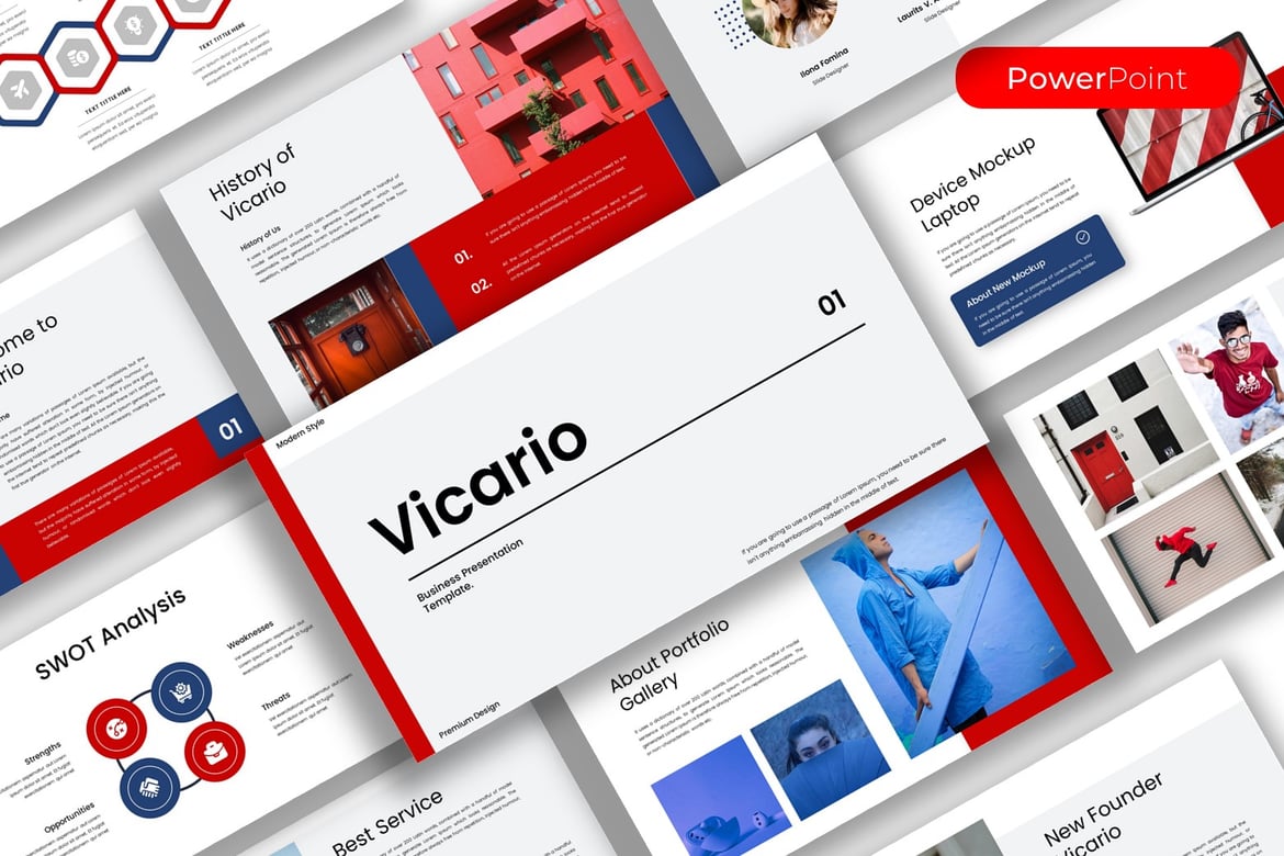 Vicario – Template PowerPoint Bisnis Profesional