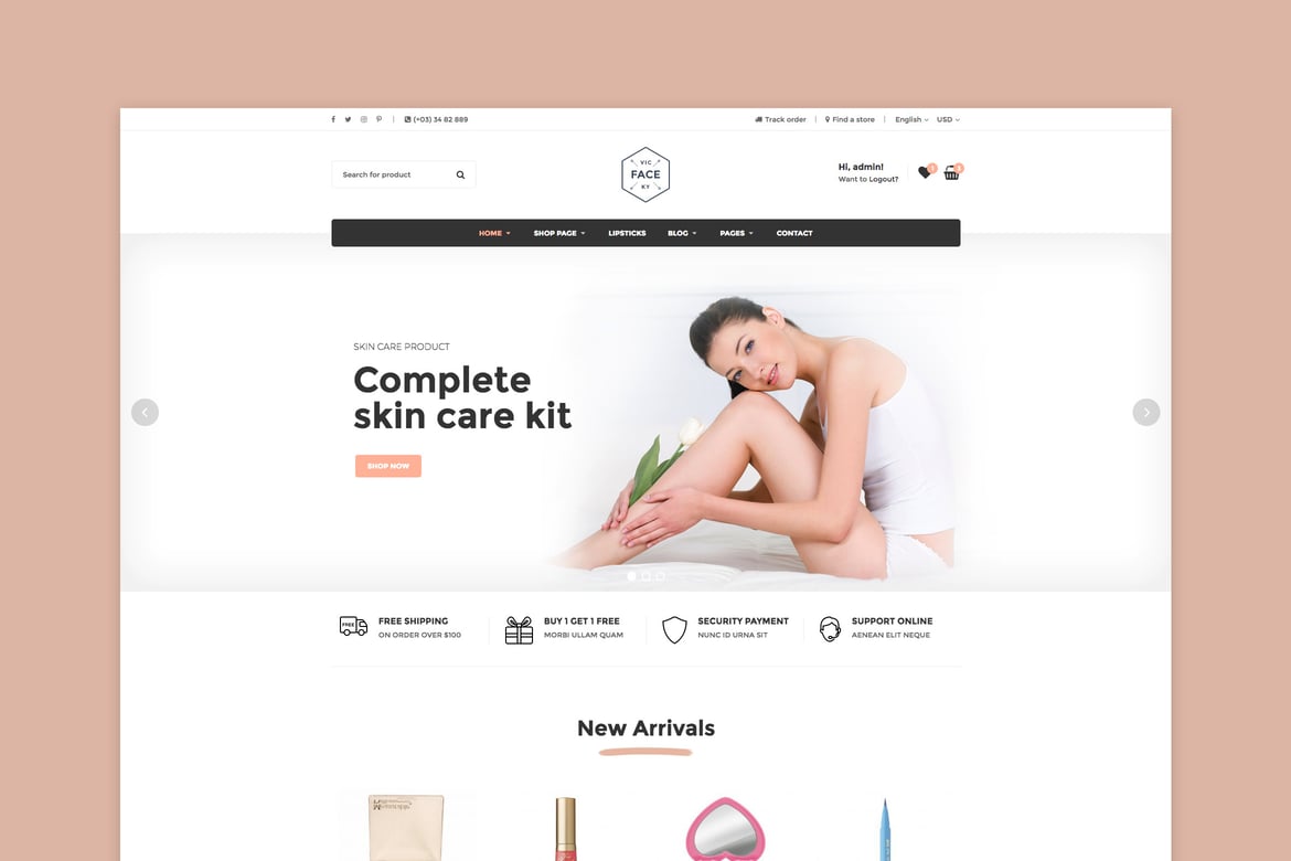 Vicky - Tema WordPress WooCommerce untuk Kosmetik yang Menarik dan Fungsional