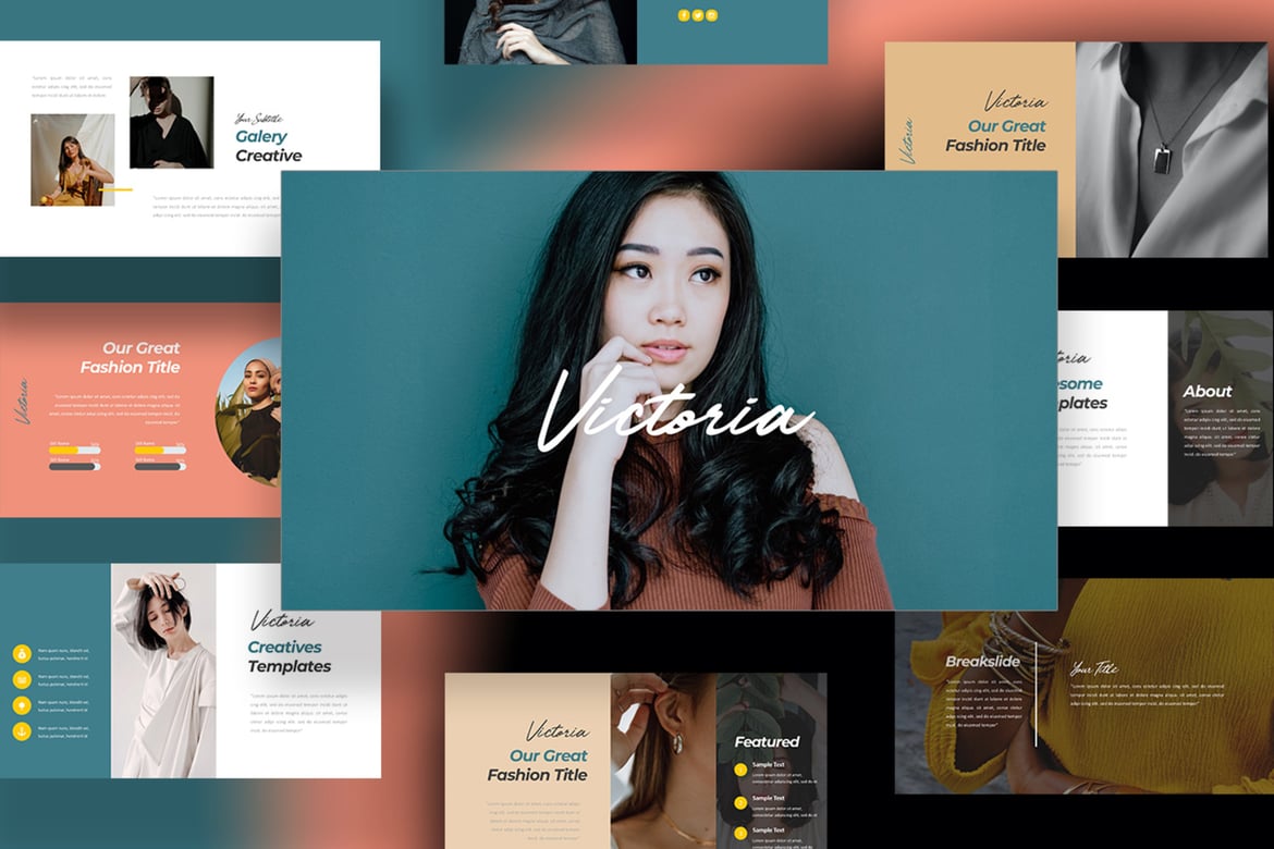 Template Powerpoint Victoria yang Modern dan Stylish