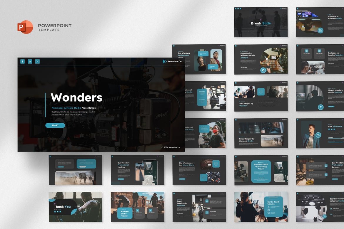 Template Powerpoint Kreatif untuk Video, Film, dan Movie