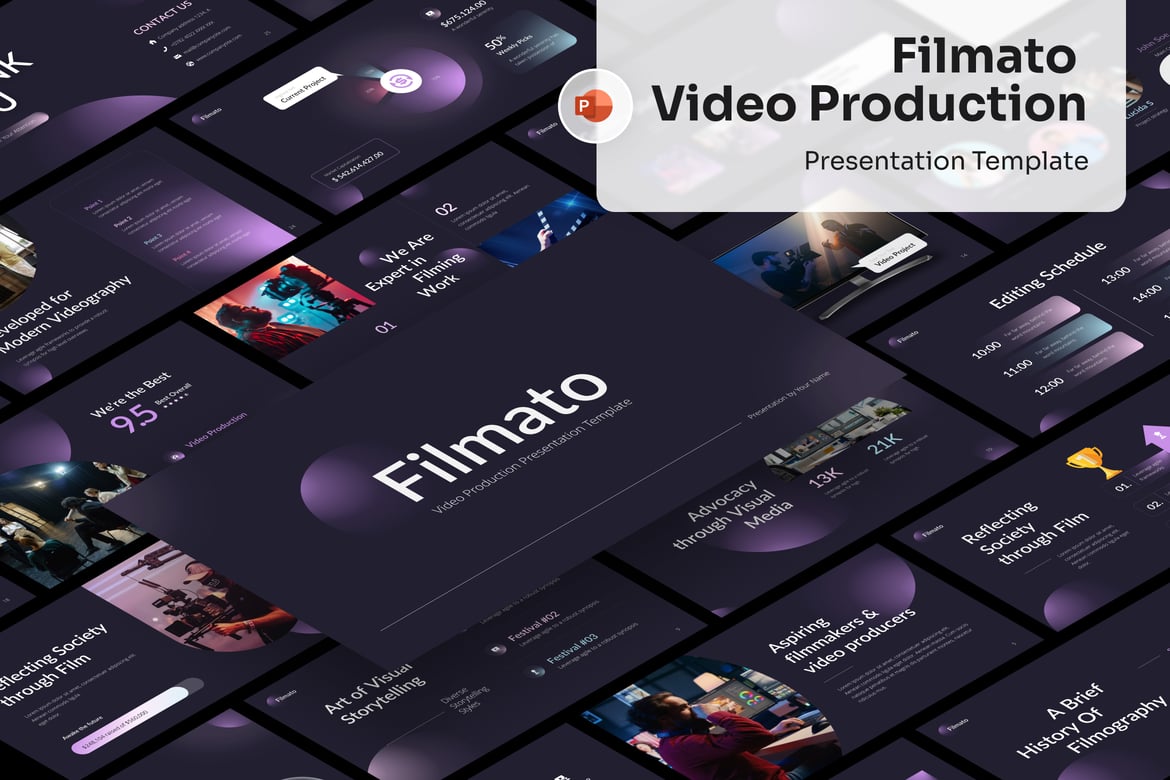 Template PowerPoint Produksi Video yang Menarik