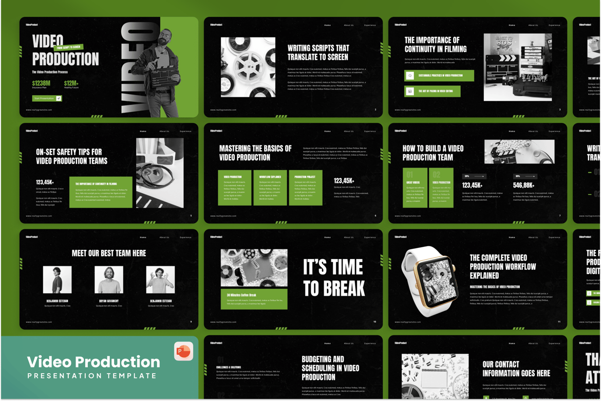 Template PowerPoint Presentasi Video Produksi yang Menarik