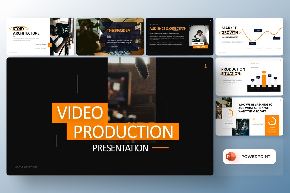 Template Presentasi PowerPoint Produksi Video yang Dinamis