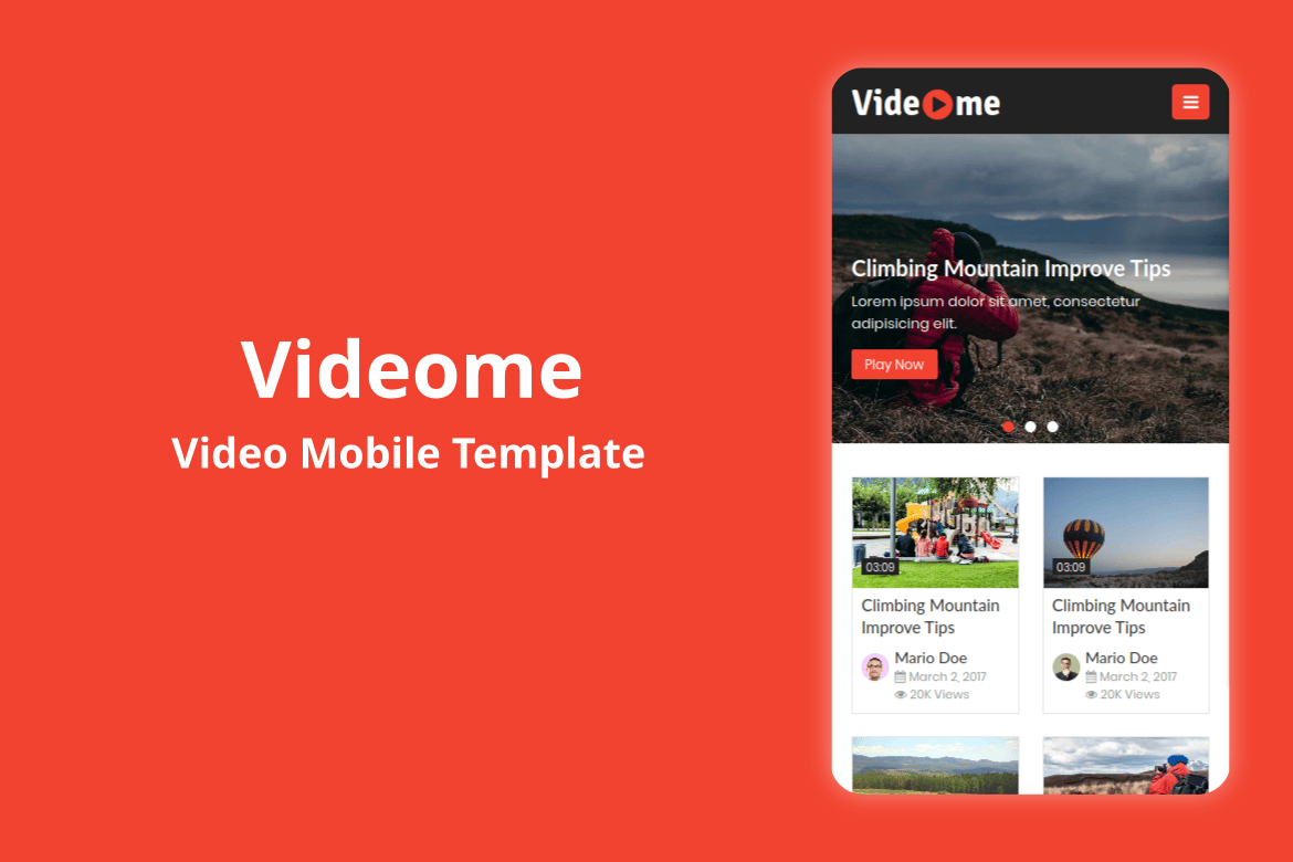 Videome - Template Mobile Video yang Menarik dan Modern