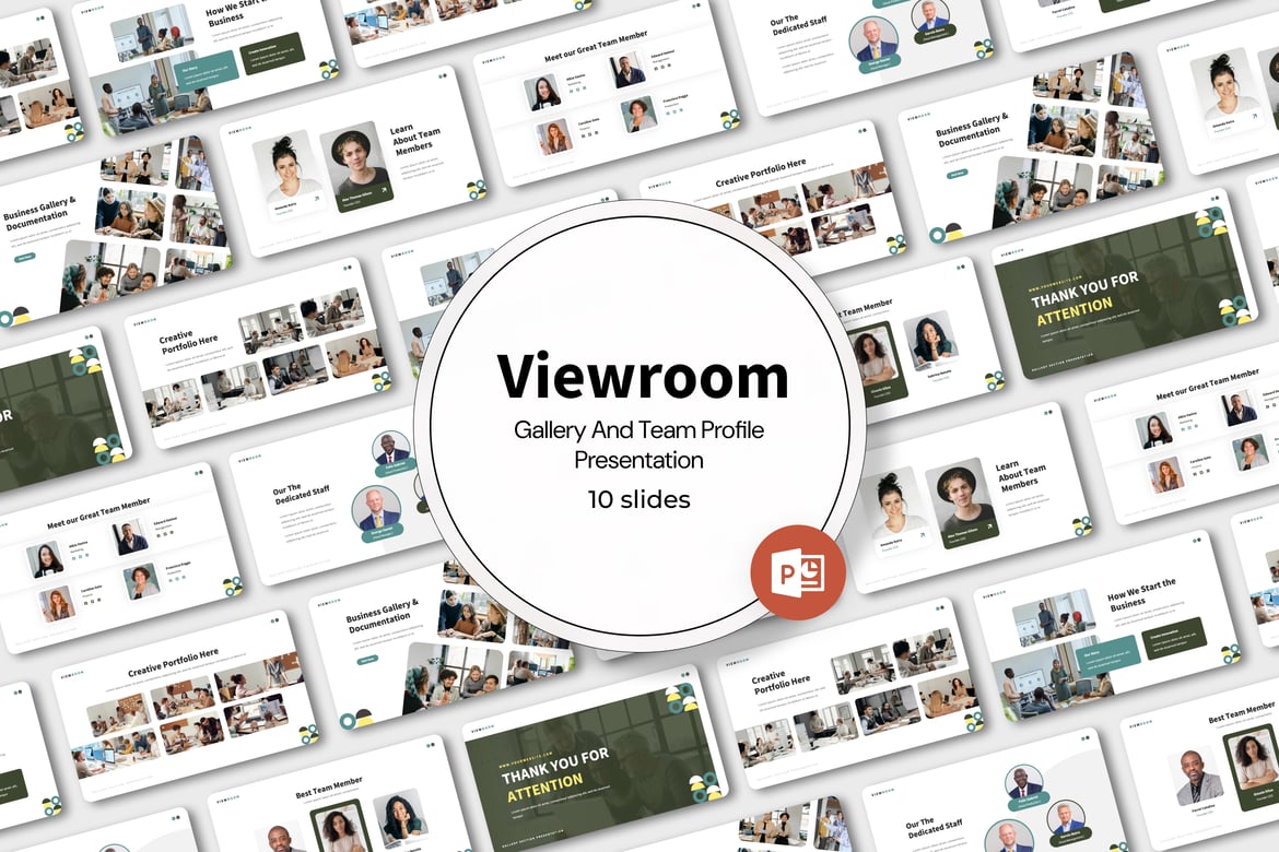 Template PowerPoint Gallery dan Profil Tim yang Menarik