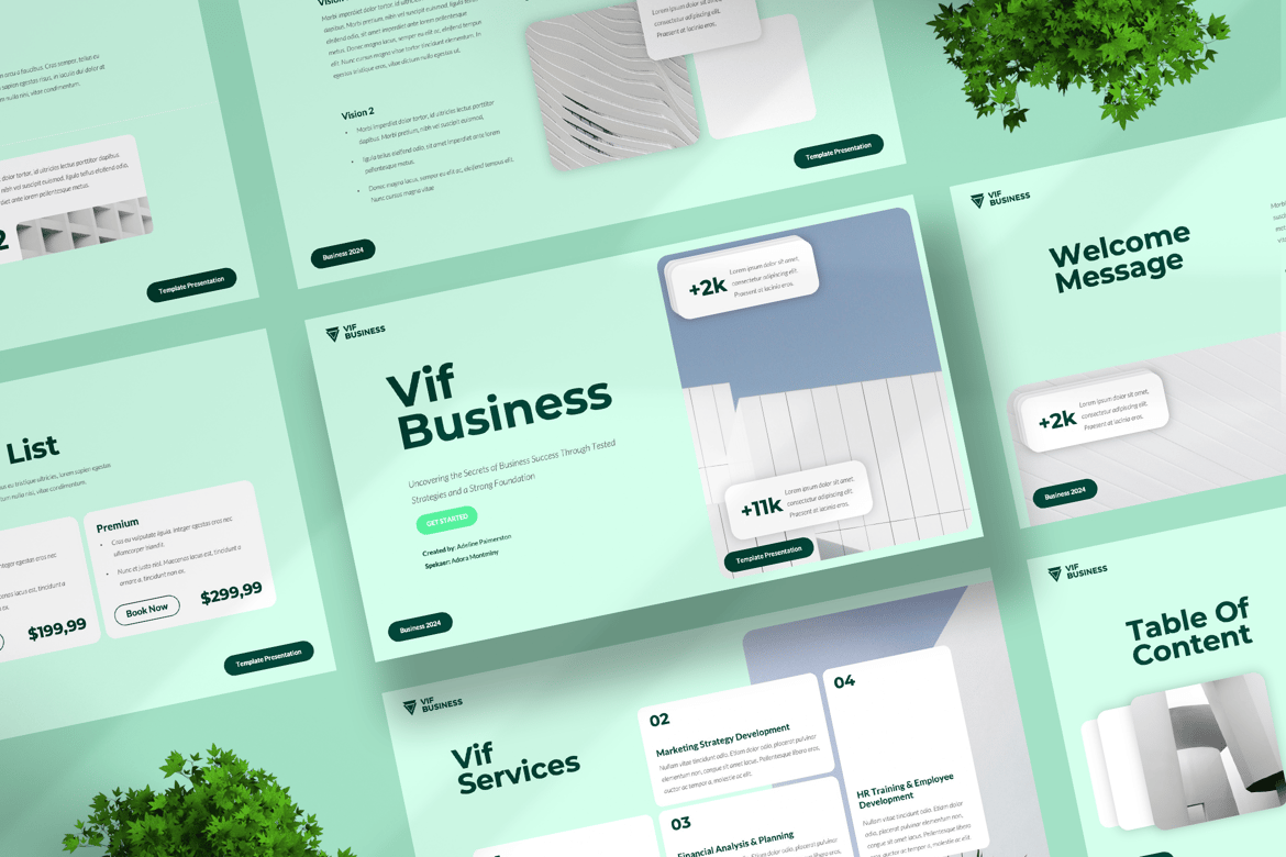 Template PowerPoint Vif Bisnis yang Modern dan Profesional