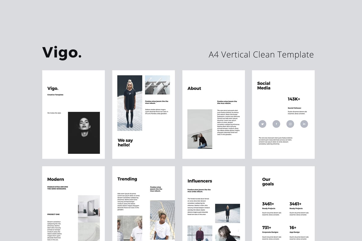 Template PowerPoint VIGO - Desain Vertikal A4 Modern dan Stylish
