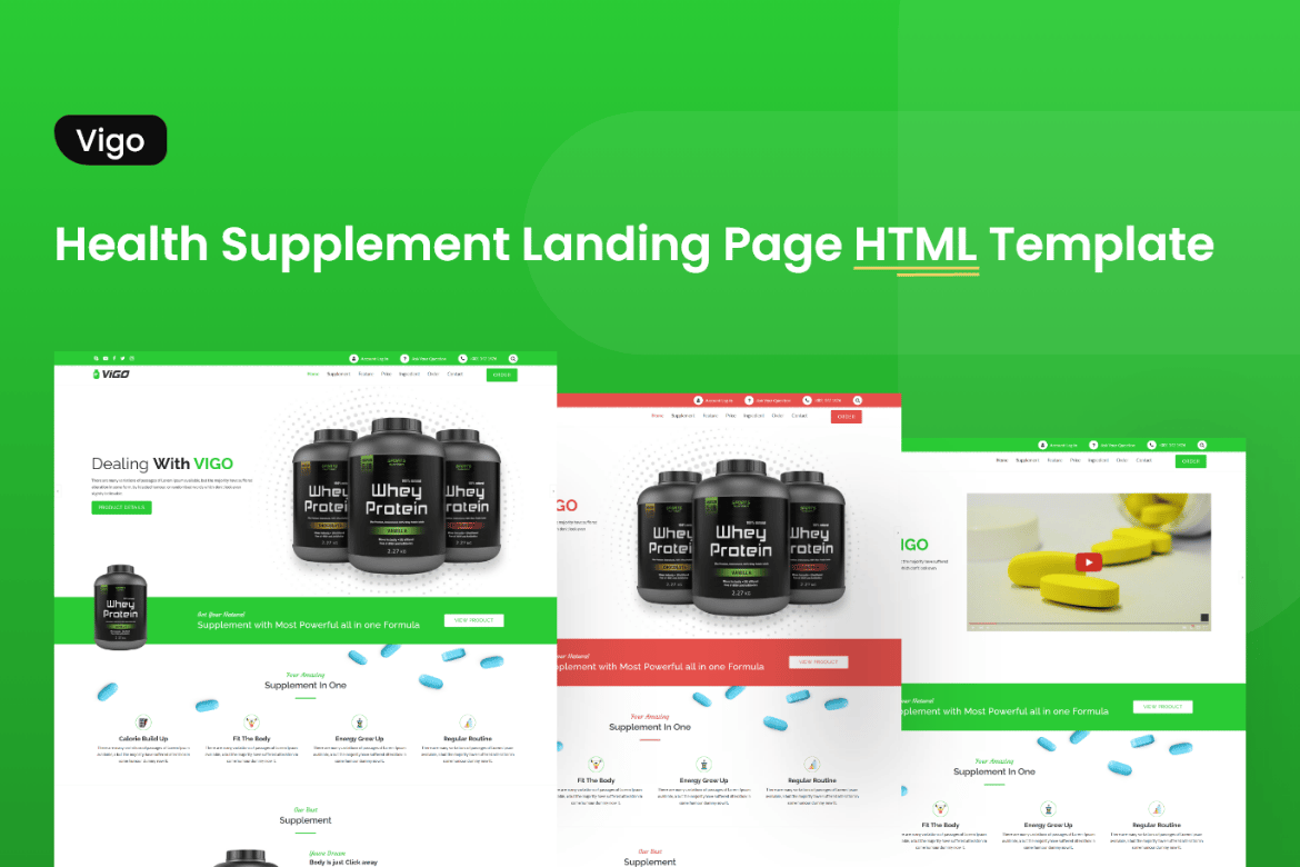 Template Website Landing Page Suplemen Kesehatan VIGO yang Menarik