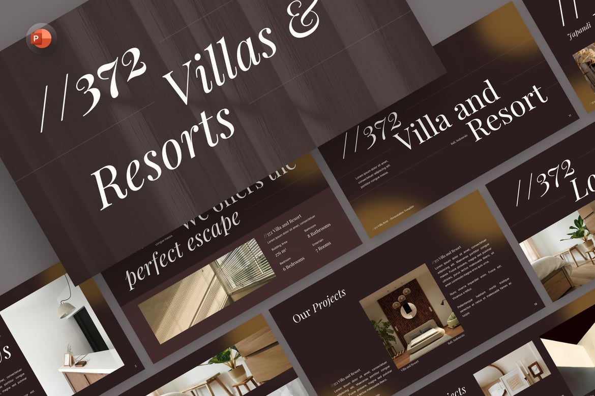Template PowerPoint Villa dan Resort yang Menarik