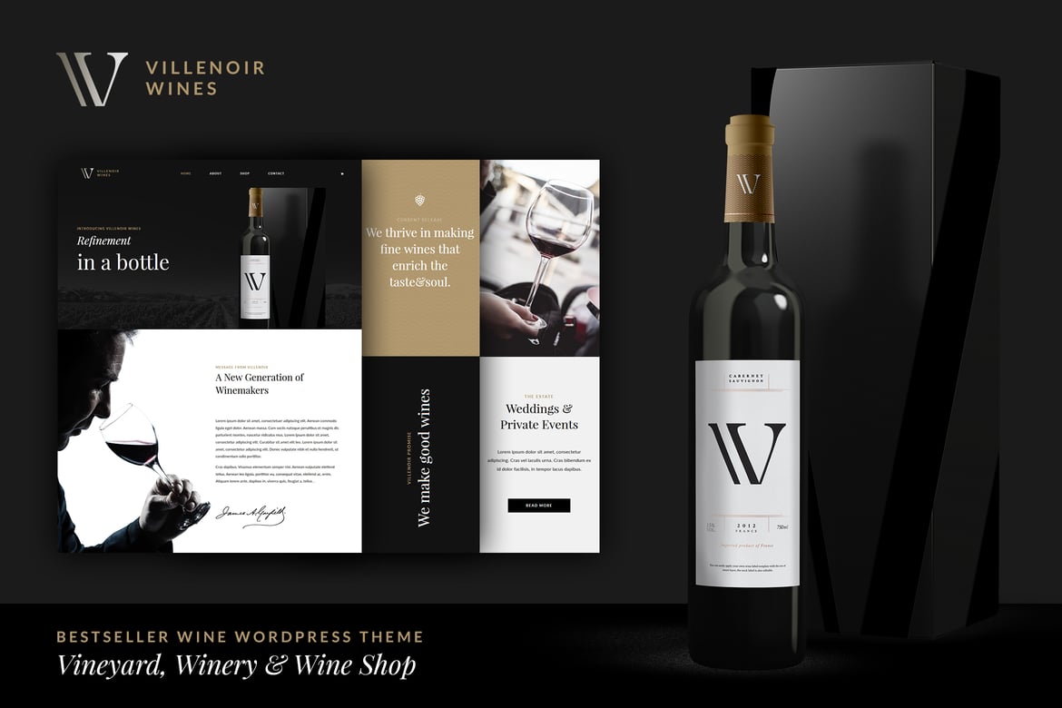 Villenoir - Tema WordPress Elegan untuk Kebun Anggur dan Toko Wine Anda