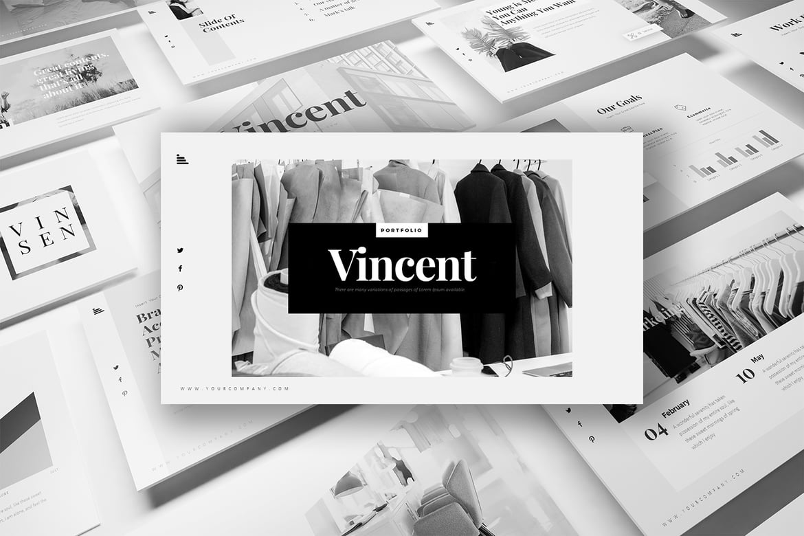 Template Presentasi PowerPoint Vincent yang Menawan
