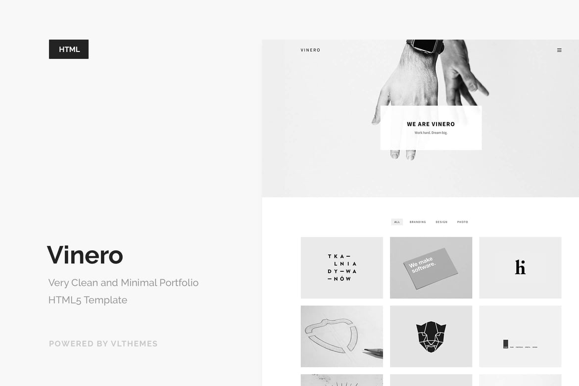 Vinero - Template Website Portfolio yang Sangat Bersih dan Minimalis