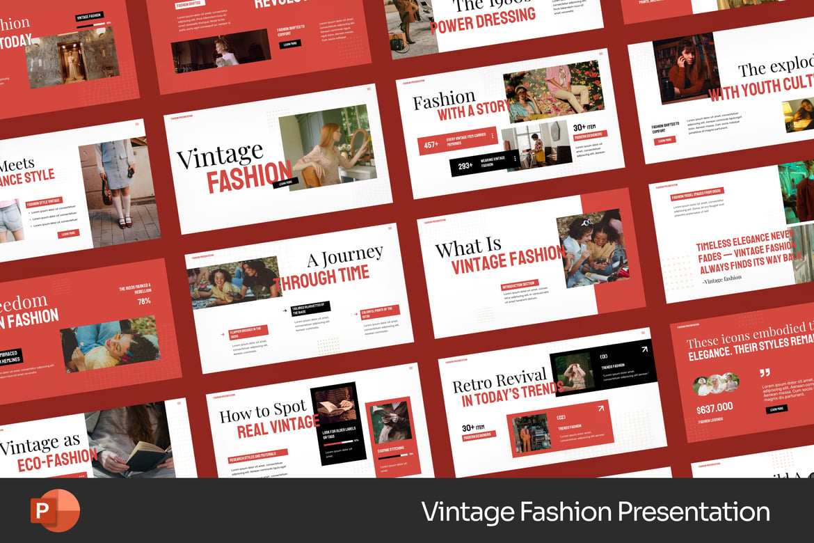 Template Presentasi PowerPoint Fashion Vintage yang Elegan