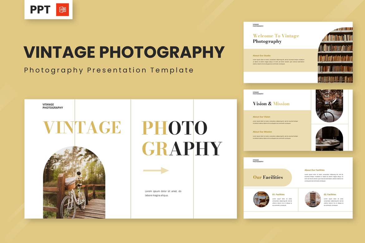 Template Presentasi PowerPoint Vintage untuk Fotografi