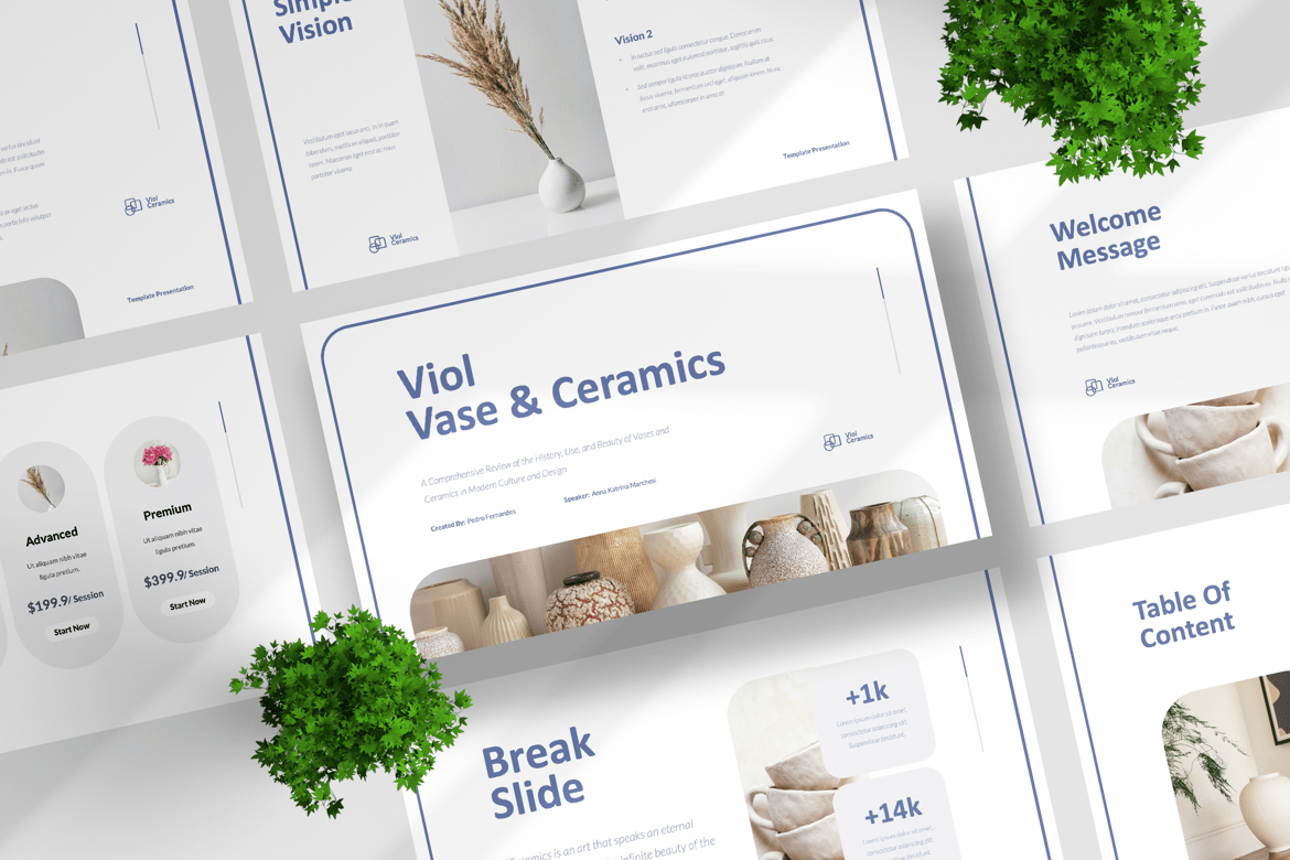 Template Presentasi PowerPoint Viol Vase yang Modern dan Kreatif