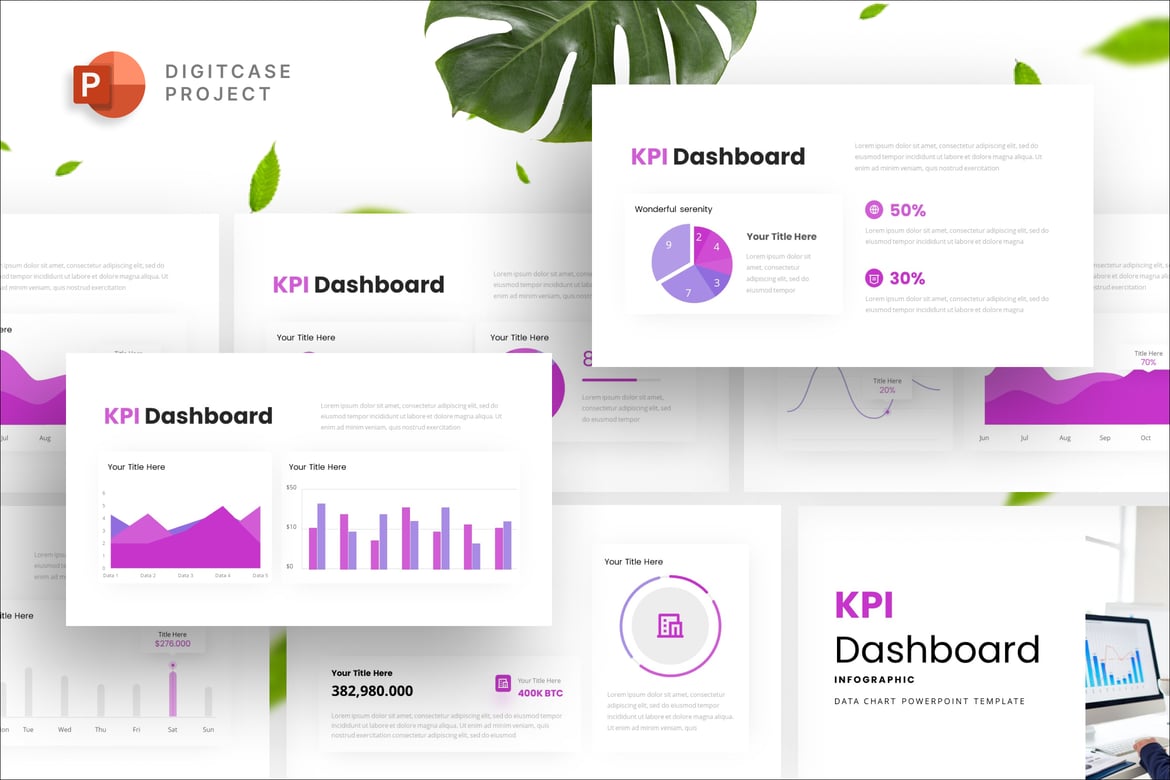 Template Presentasi PowerPoint Dashboard KPI Ungu yang Menarik