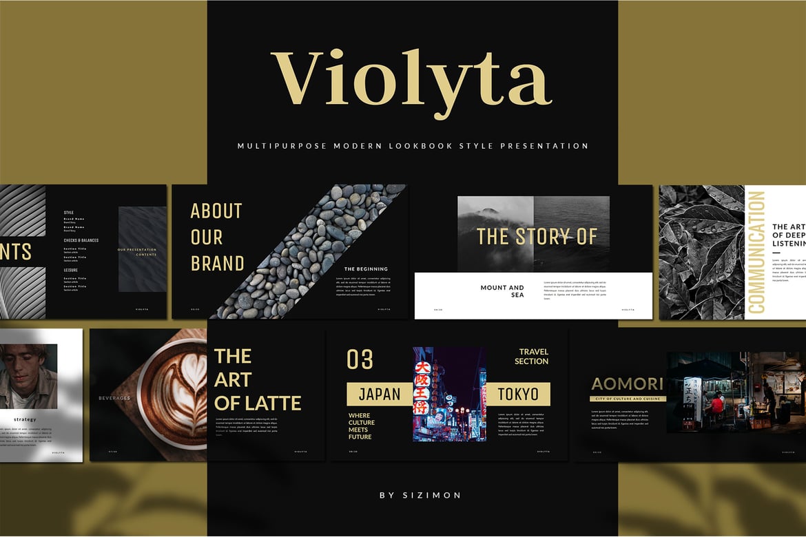 Template Presentasi PowerPoint Violyta - Desain Kreatif dan Minimalis