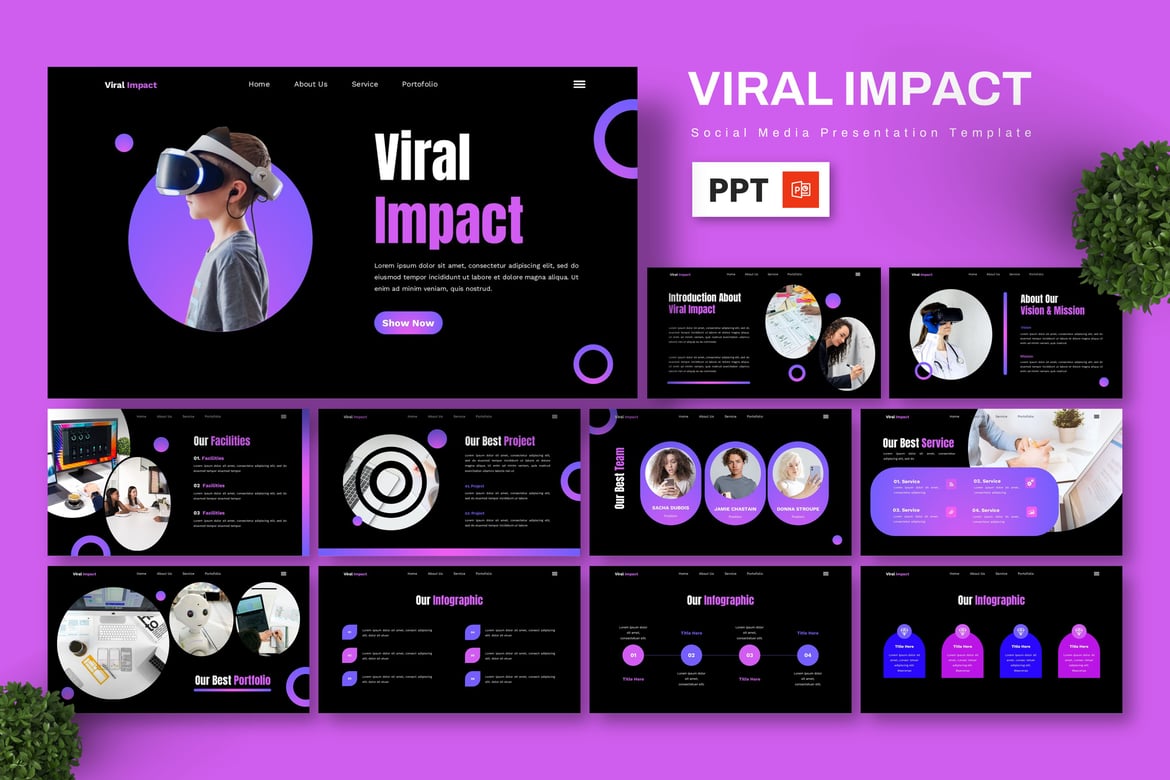Viral Impact: Template Presentasi PowerPoint untuk Media Sosial