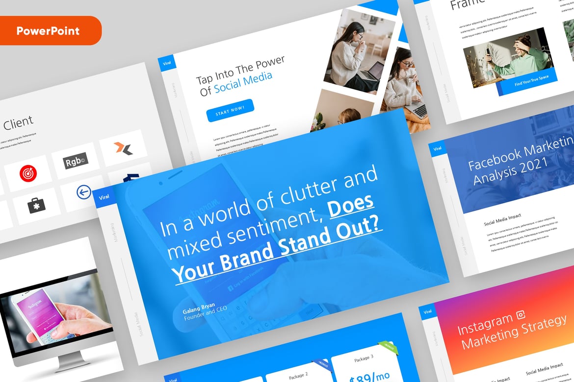 Template Powerpoint Pemasaran Media Sosial yang Menarik dan Profesional