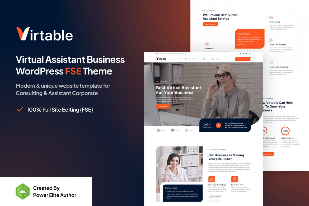 Virtable – Tema WordPress untuk Bisnis Asisten Virtual yang Modern dan Efisien
