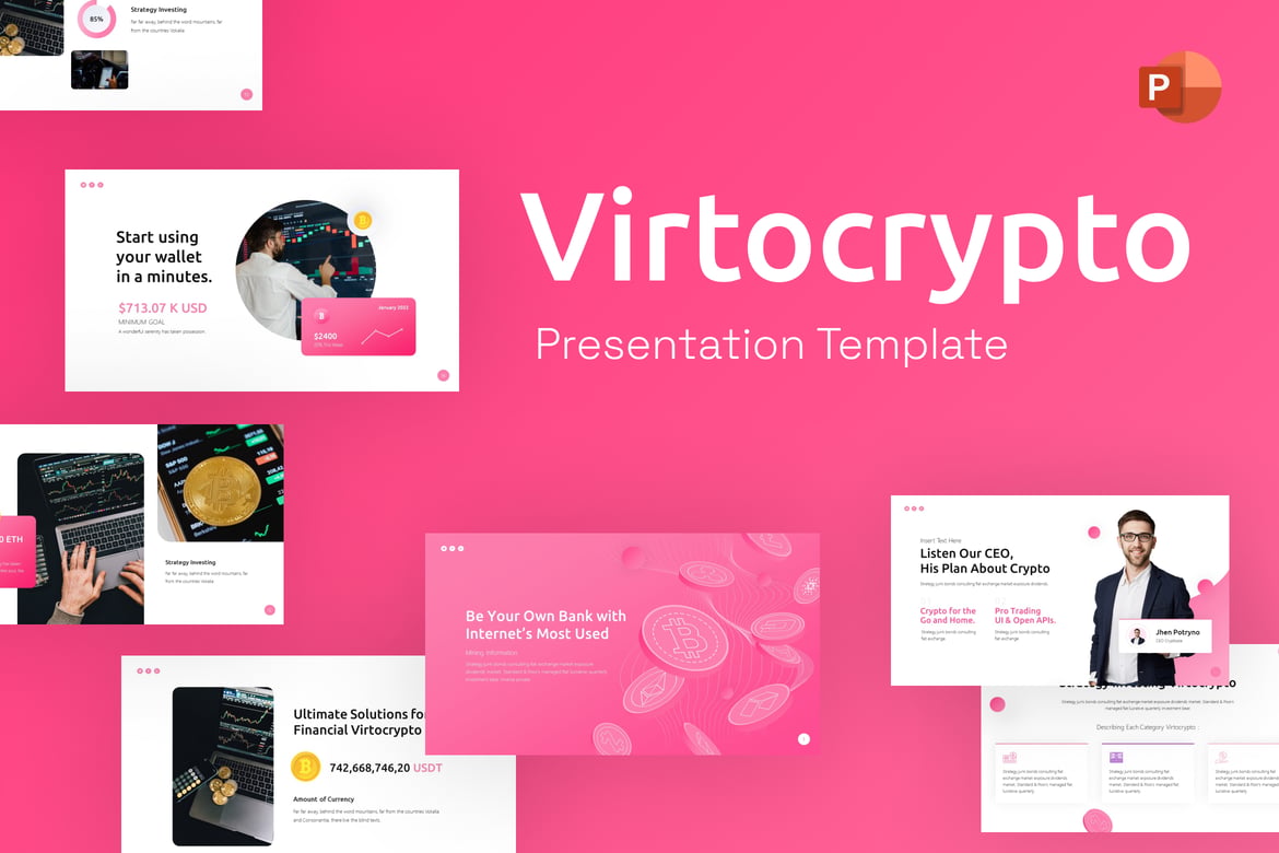 Template PowerPoint Kreatif Virtocrypto yang Menarik