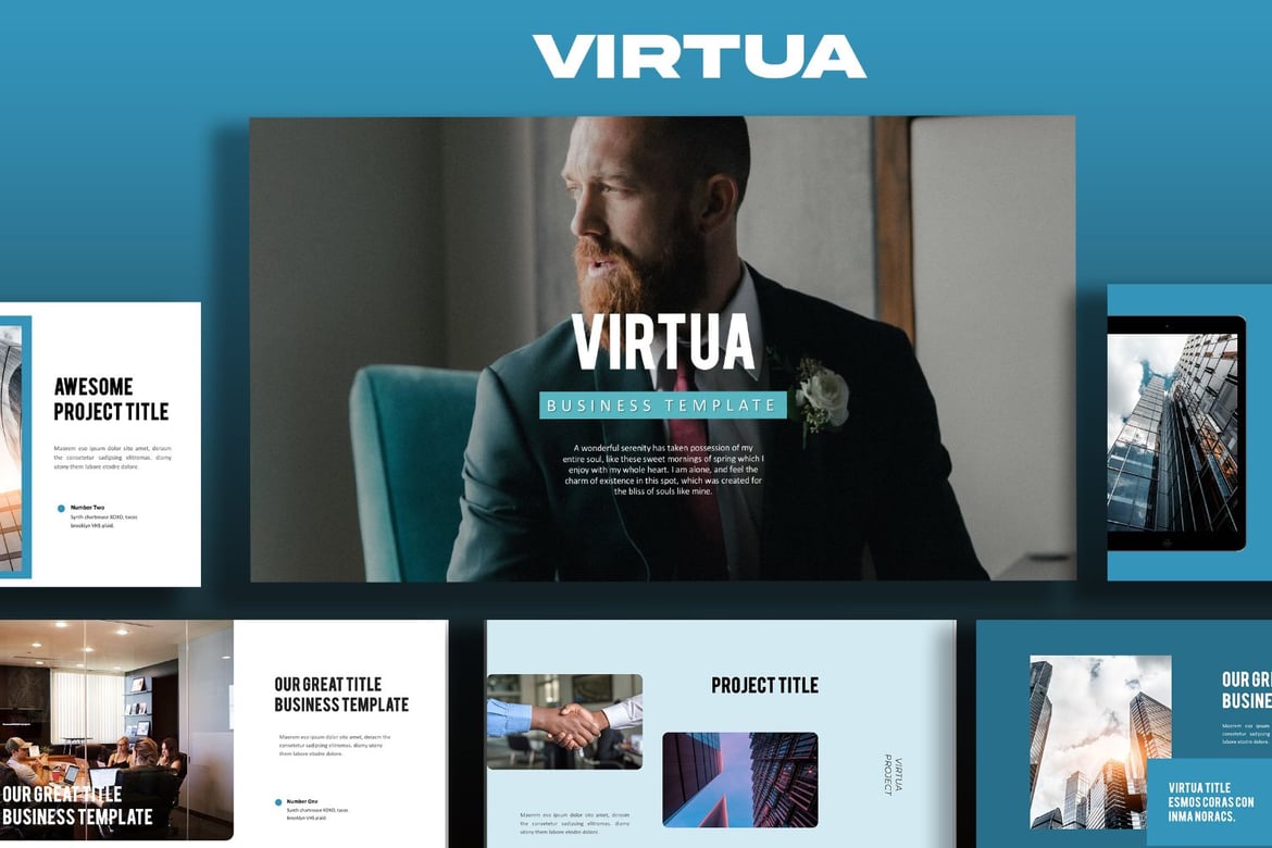 Template Presentasi PowerPoint Virtua yang Modern dan Kreatif