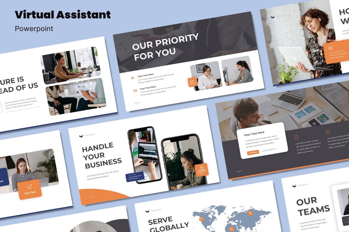Template Powerpoint Layanan Asisten Virtual yang Menarik