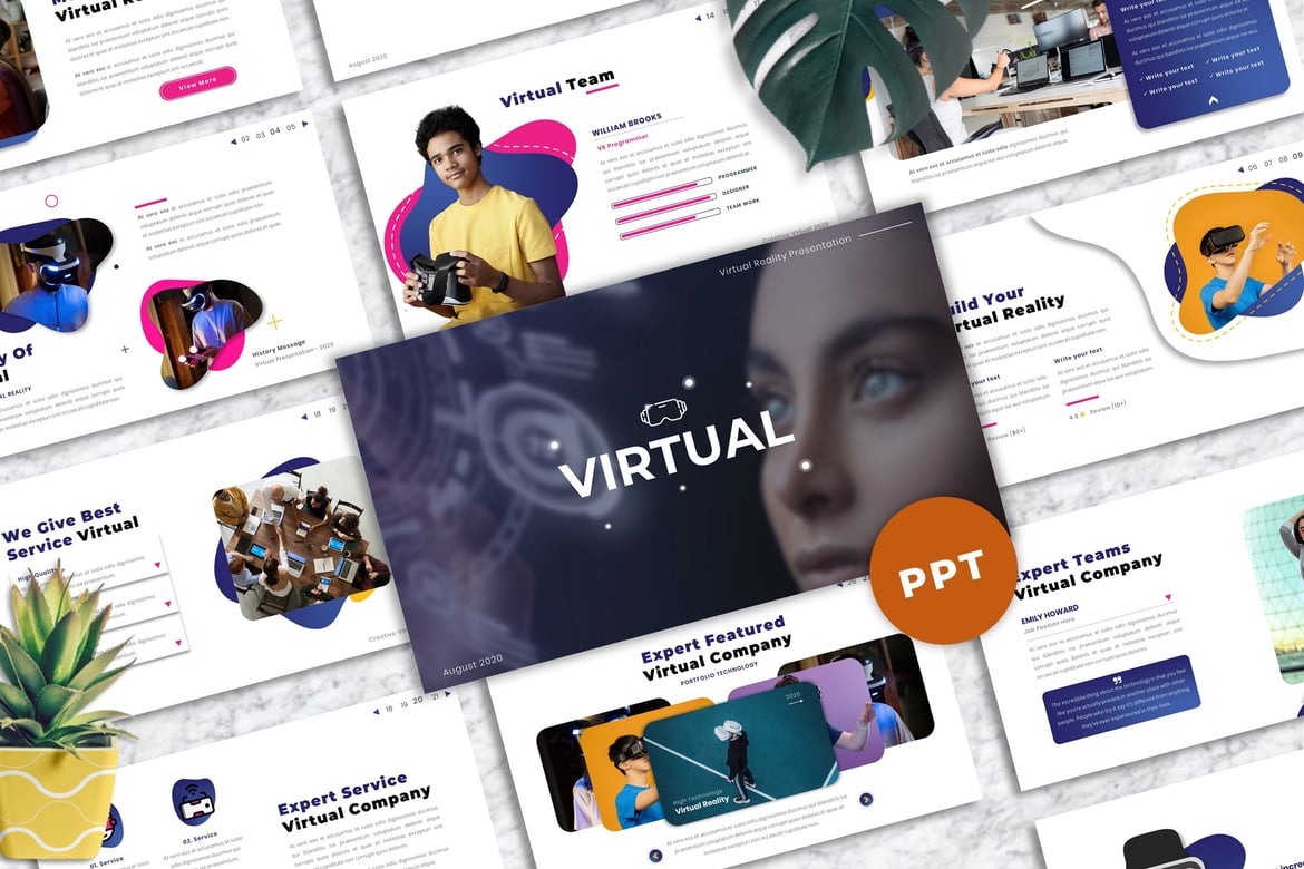 Template Presentasi Kreatif Virtual - PowerPoint yang Menarik